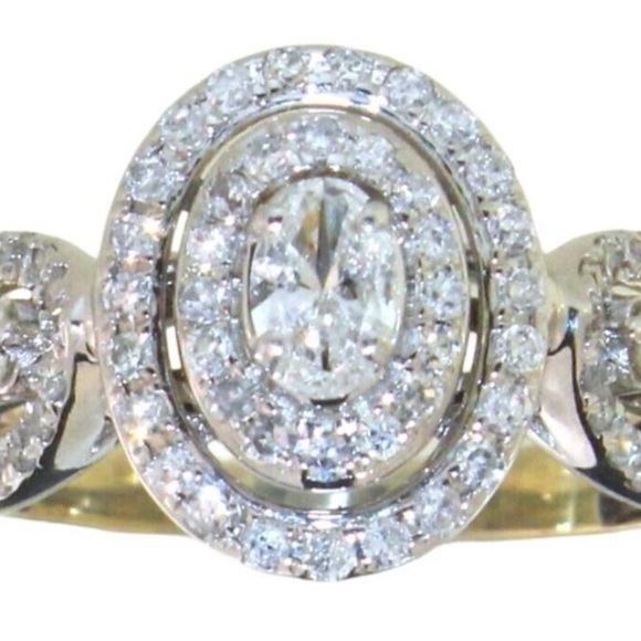 14K Yellow Gold 1.00 ct Oval Natural Diamond Engagement Ring Size 6.5 - Picture 2 of 6